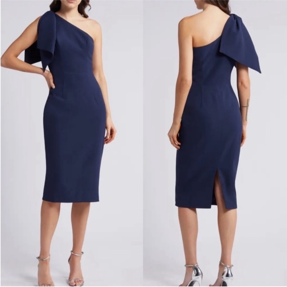 Dress The Population Tiffany One-Shoulder Navy Dress NWT